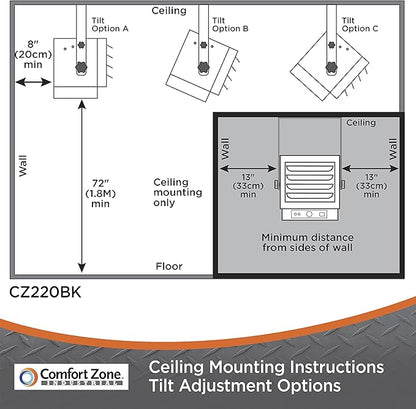 Comfort Zone Hard-Wired Ceiling Mount Garage Electric Space Heater, Fan-Forced - Image 5