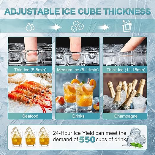 Commercial Ice Maker Machine 250 Lbs/24H, 35 Lbs Ice Bin, Undercounter Ice - Image 3