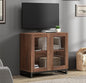 WAMPAT Modern TV Stand with Glass Doors by WAMPAT