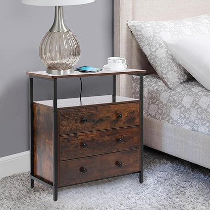 Edbuosy 3 Wooden Drawers Night Stand, 27 Inch Wide Nightstand - Image 2