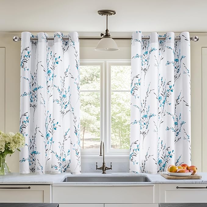 MYSKY HOME Floral Curtains 45 Inches Long by MYSKYHOME