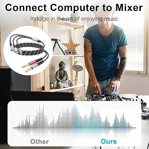 Lightning to Dual 6.35mm 1/4" TS Mono Stereo Y-Cable Splitter, 3 in 1 to Dual - Image 6