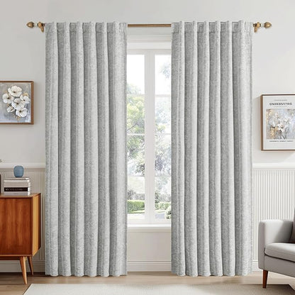Beauoop Grey Floral Jacquard Blackout Curtains 63 Inches Long 2 Panels - Image 2
