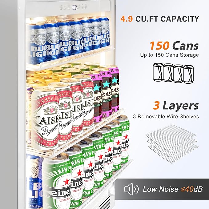 Beverage Refrigerator 24 Inch Drink Fridge, Beer Fridge, 150 Cans Beverage - Image 2