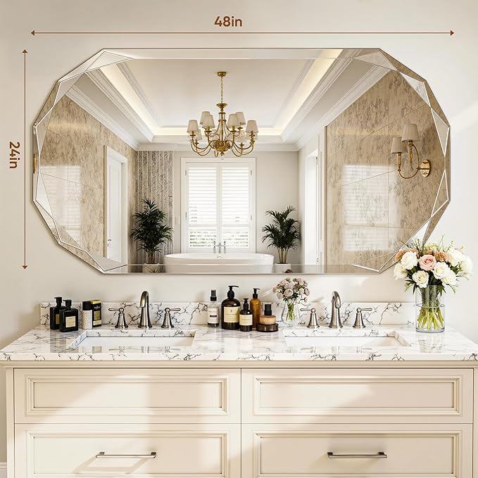 Suidia Bathroom Mirror, Frameless Bathroom Mirror - Image 3