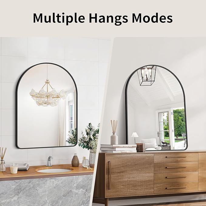 GLASHOM 20"x28" Black Arched Mirror - Image 7