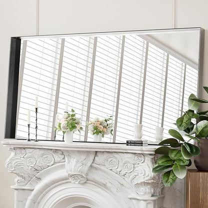Koonmi 30x60 Inch Black Metal Framed Bathroom Mirror - Image 3