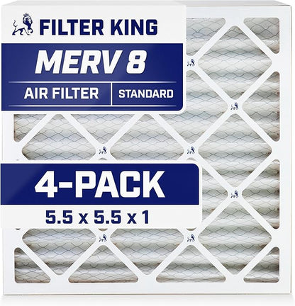 Filter King 5.5x5.5x1 Air Filter | 4-PACK | MERV 8 HVAC Pleated A/C Furnace by FilterKing