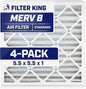 Filter King 5.5x5.5x1 Air Filter | 4-PACK | MERV 8 HVAC Pleated A/C Furnace by FilterKing