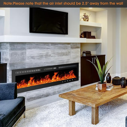 60 inch Ultra-Thin Electric Fireplace Recessed and Wall Mounted - Image 2