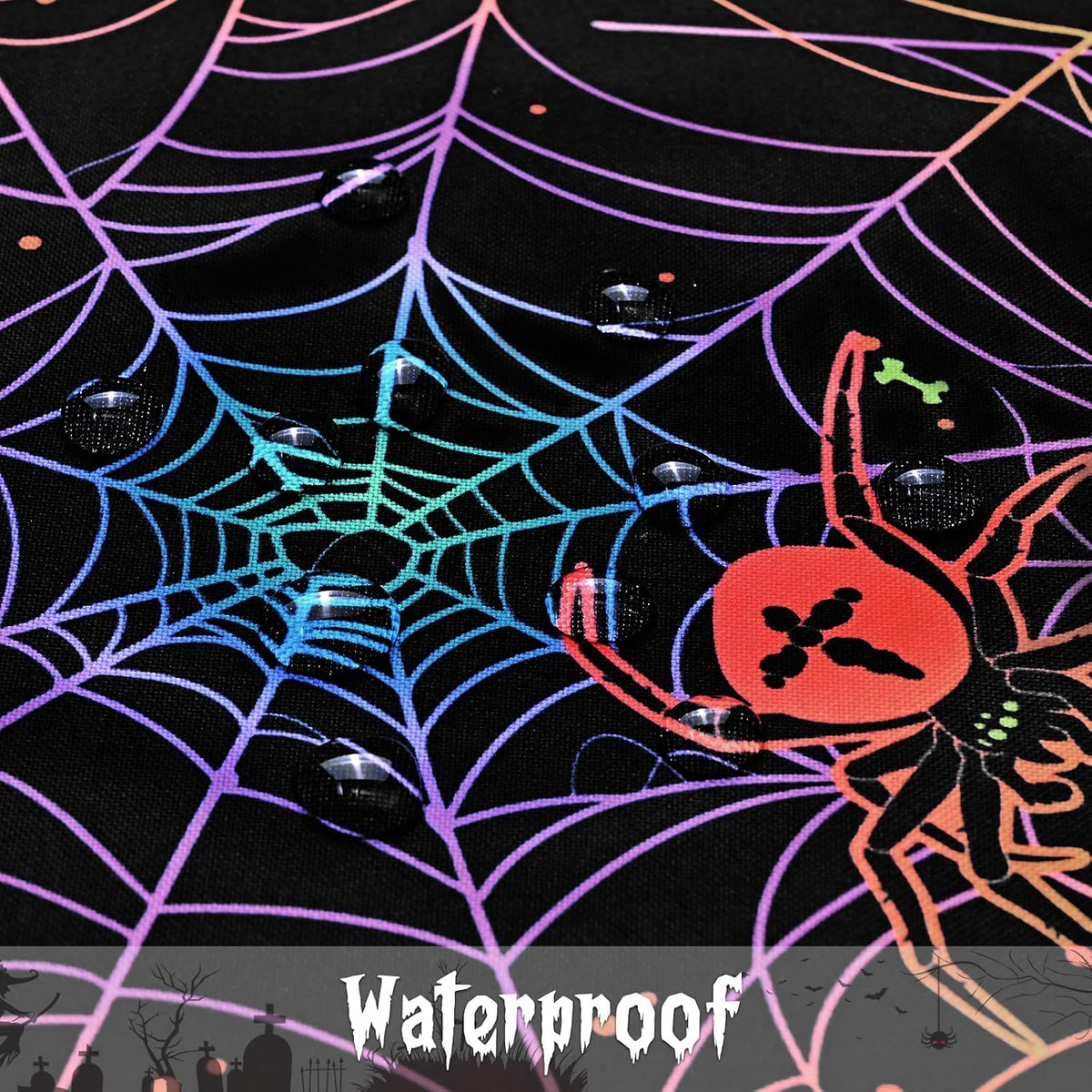 FRAMICS Halloween Tablecloth, Blacklight Table Cloth, Black Spider Web Table ...