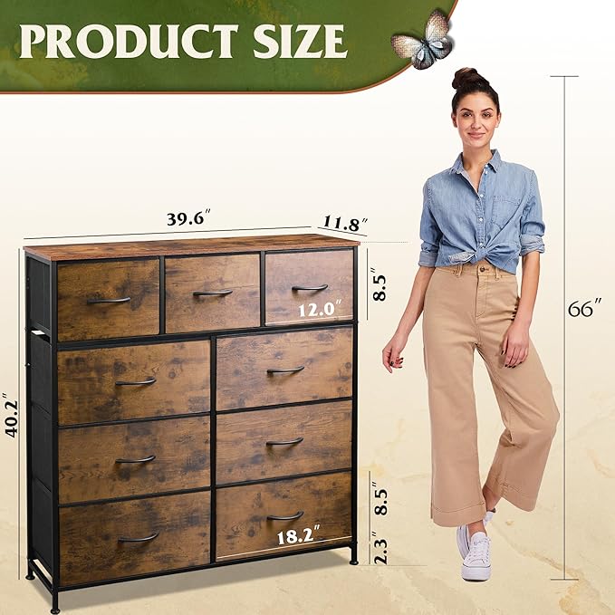 WLIVE 9-Drawer Dresser, Fabric Storage Tower - Image 3