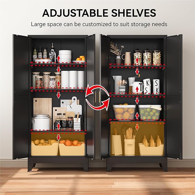 COFaR 61" Tall Pantry Cabinet in Black, Modern Storage Cabinet - Image 5