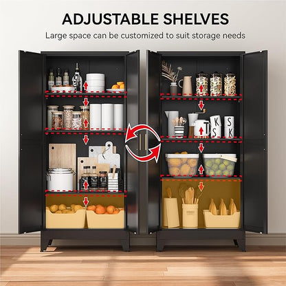 COFaR 61" Tall Pantry Cabinet in Black, Modern Storage Cabinet - Image 5