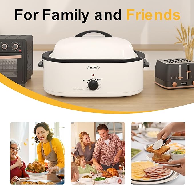 Sunvivi Roaster Oven with Self-Basting Lid, 18 Quart Electric Roaster with - Image 6