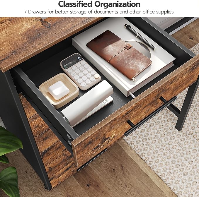 HOOBRO 7-Drawer File Cabinet, Wooden Office Cabinet - Image 4