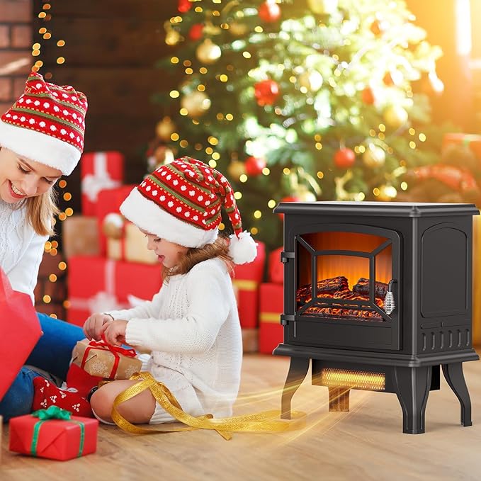ROVSUN 20" H Electric Fireplace Stove Space Heater, 1400W Portable Freestanding - Image 7