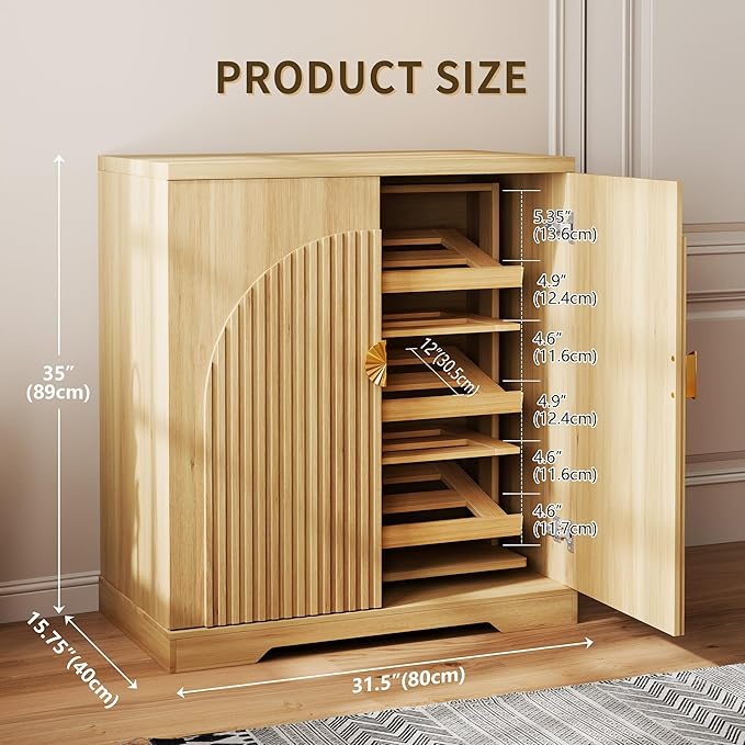Vlsrka Shoe Cabinet Storage for Entryway, 6-Tier Rotating Shoe Organizer Cabinet - Image 2