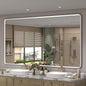 66x36 Inch Silver Framed Mirror, Brushed Nickel, Rounded Rectangle Mirror by GOLOMO