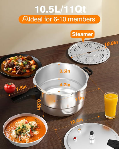 WantJoin 11Qt Aluminum Pressure Cooker w/Release Valve & Multiple Protective - Image 4