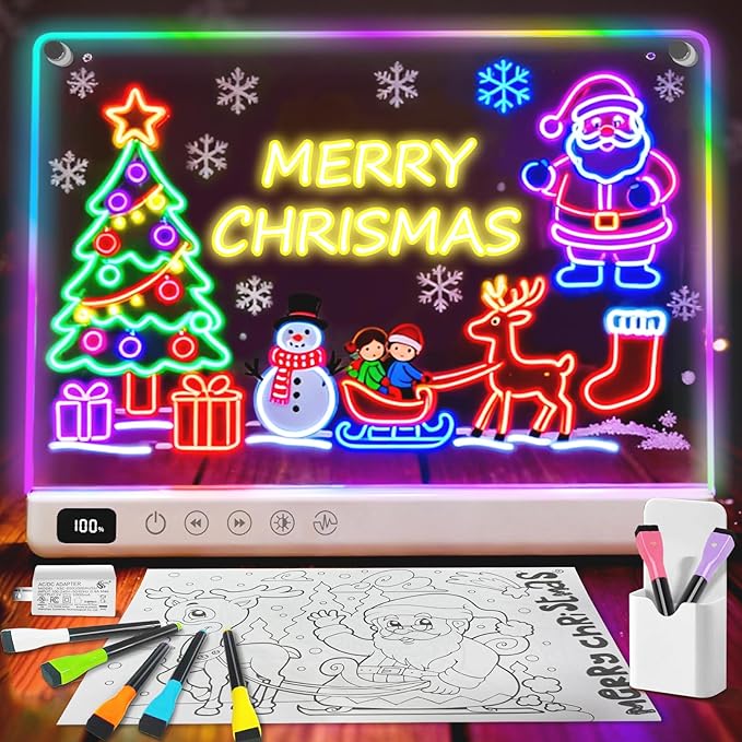 Led Drawing Board with 13 Light Effects, Neon Light Up Drawing Tablet Gifts by Lumiboard