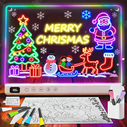 Led Drawing Board with 13 Light Effects, Neon Light Up Drawing Tablet Gifts by Lumiboard