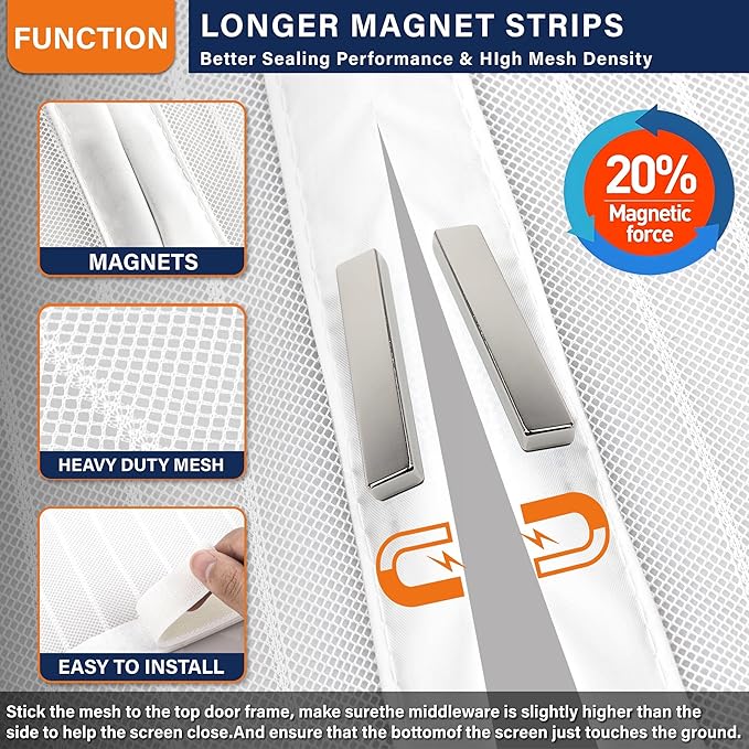 Magnetic Screen Door, Self Sealing Magnets, Easy Install Screen Doors - Image 5
