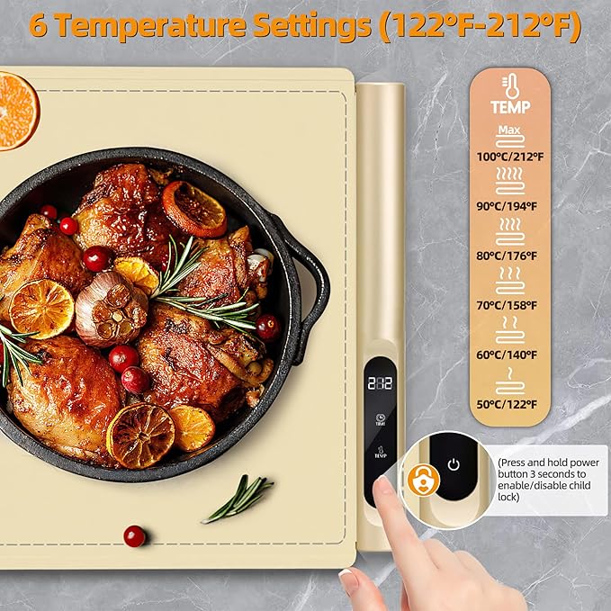 Graphene Food Warming Mat, Extra Large Electric Warming Tray - Image 4