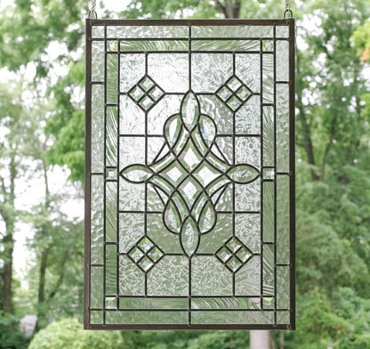 All clear beveled glass hanging window Panel 16"x24"