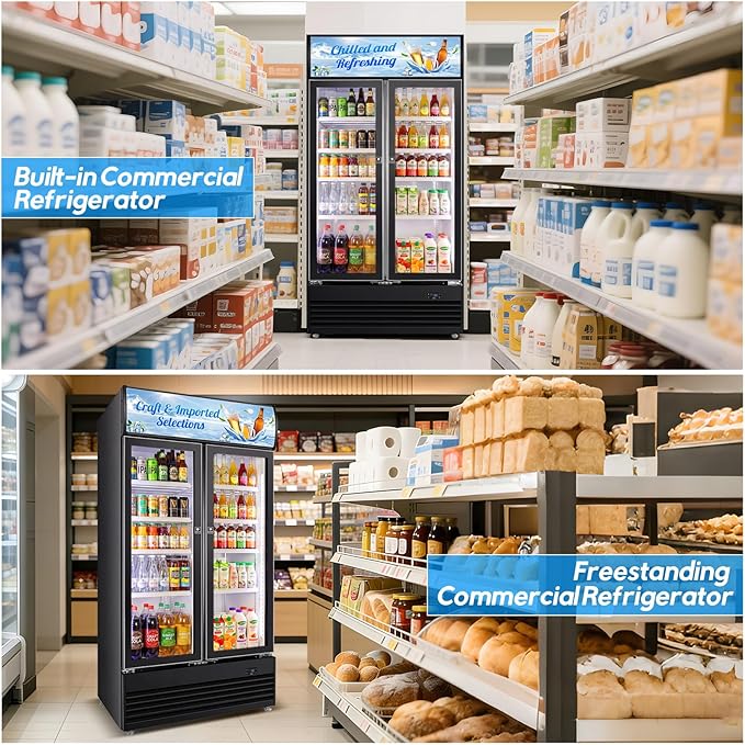 Commercial Display Beverage Fridge, 40″ Double Glass Door Refrigerator - Image 7