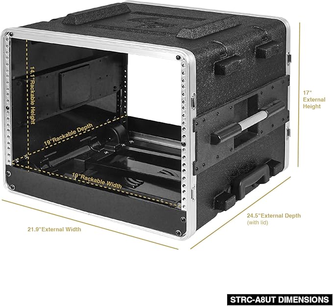 Sound Town Lightweight 8U PA DJ Rack/Road Case - Image 6