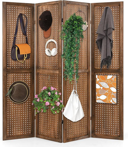 Giantex 4 Panel Pegboard Display & Room Divider, 5.6FT Folding Pegboard Stand by Giantex