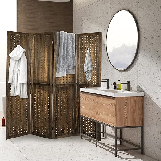 Babion 4 Panel Pegboard Display, Peg Board Room Divider Freestanding Folding - Image 3