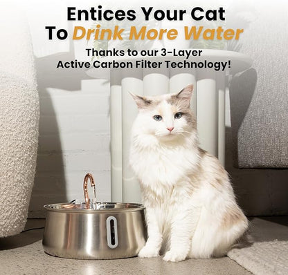 Stainless Steel Cat Water Fountain Automatic Drinking Fountain, Quiet - Image 5