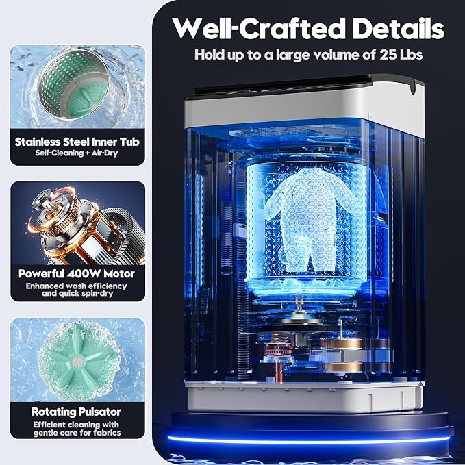 Auertech Portable Washer and Dryer Combo Set, 28 lbs Fully Automatic Washing - Image 4