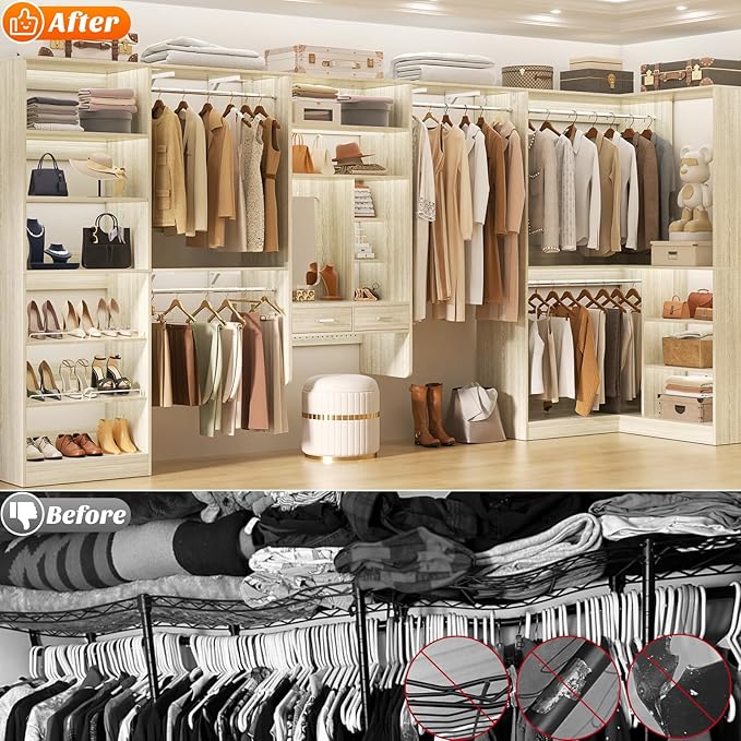 Unikito Closet System with Vanity Desk, 156”Modular Corner Closet Organizer - Image 6