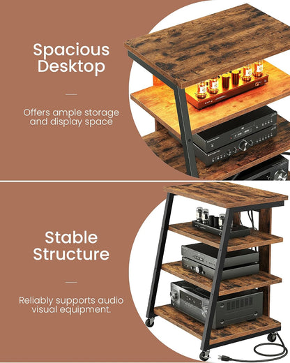 choezon 4-tier av media stand with wheels, stereo on a desk or shelf