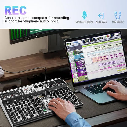 8 Channel Audio Mixer DJ Mixer Sound Board Console 16 Dsp USB Audio Interface - Image 7