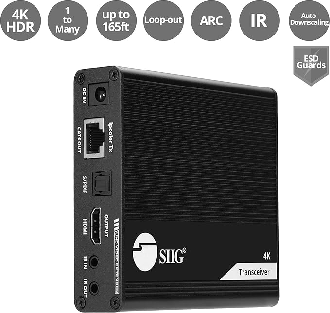 SIIG 4K HDMI Extender Daisy Chain Transceiver, Requires 4K HDMI 2.0 Extender - Image 2