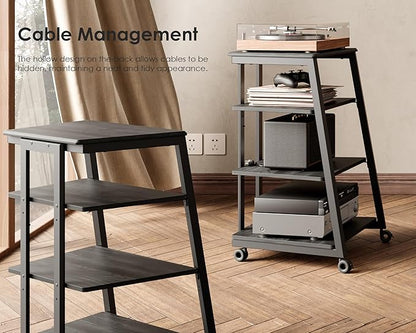 FITUEYES Design 4-Tier AV Media Stand Corner Shelf Stand Wooden Corner Shelves - Image 6