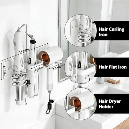Dovyn Blow Dryer Holder Wall Mount, 3 in 1 Bathroom Hair Tool Organizer - Image 5