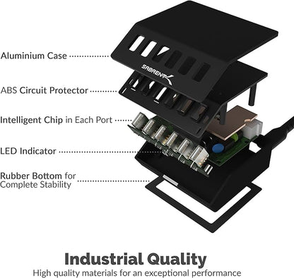 SABRENT Premium 60 Watt 6 Port Aluminum Family Sized Desktop USB Rapid Charger. - Image 7