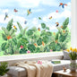 decalmile Window Clings Tropical Leaves Green Reusable Windows Decals