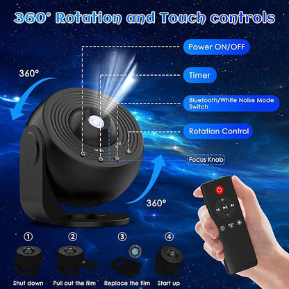 Galaxy Projector for Bedroom Pro Version, HD 12 in 1 Film Discs Star Projector - Image 5