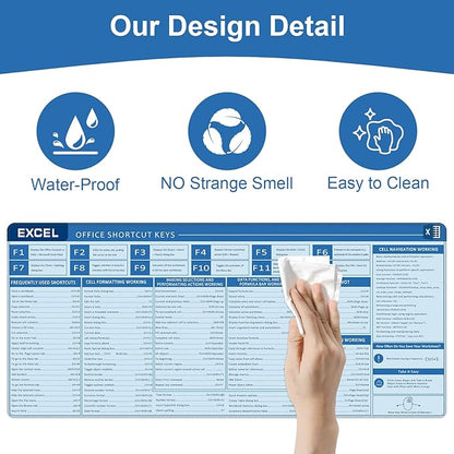 Baziabbo Office Desk Mat, Excel Cheat Sheet Keyboard Mat, Excel Shortcut Desk - Image 3