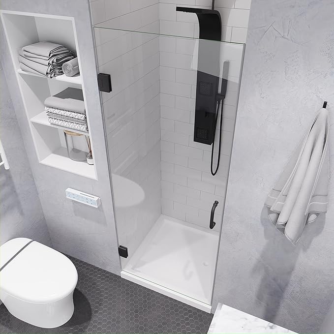 ANZZI 72" x 30" Frameless Shower Door in Gun Metal Black, Passion Water - Image 7