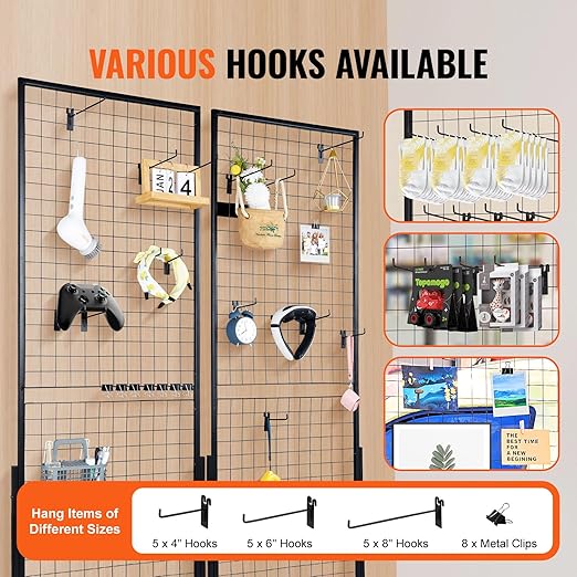 VEVOR 2 x 5.6 in Grid Wall Panels, 2 Packs Wire Gridwall Display Racks Tower - Image 4