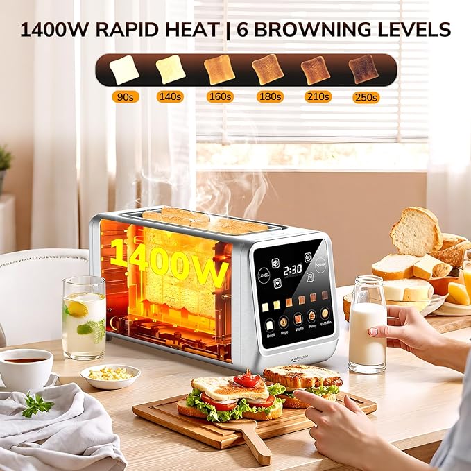 Keenstone Toaster 4 Slice, Digital Smart Toaster - Image 4