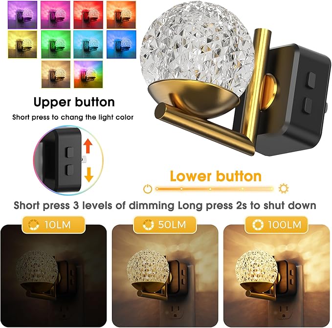 L LOHAS LED Night Lights Plug Into Wall, Dusk to Dawn Sensor, 10-Color RGB - Image 3