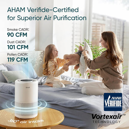 levoit air purifier for home pets bedroom dorm showing dimensions